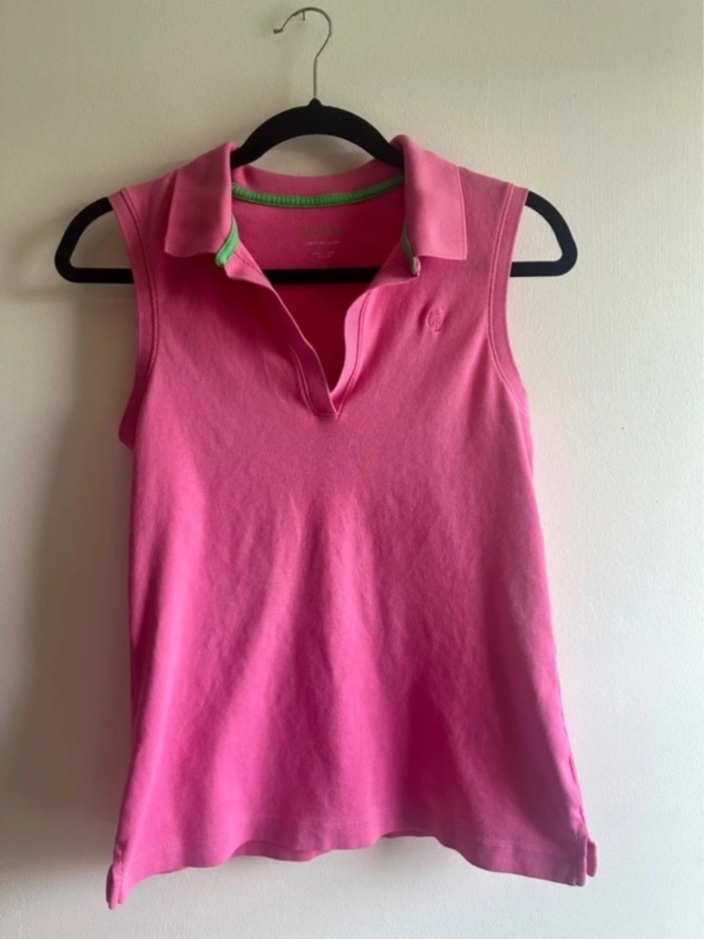 Lilly Pulitzer Pink Sleeveless Polo Tank Top Size Medium Pima Cotton